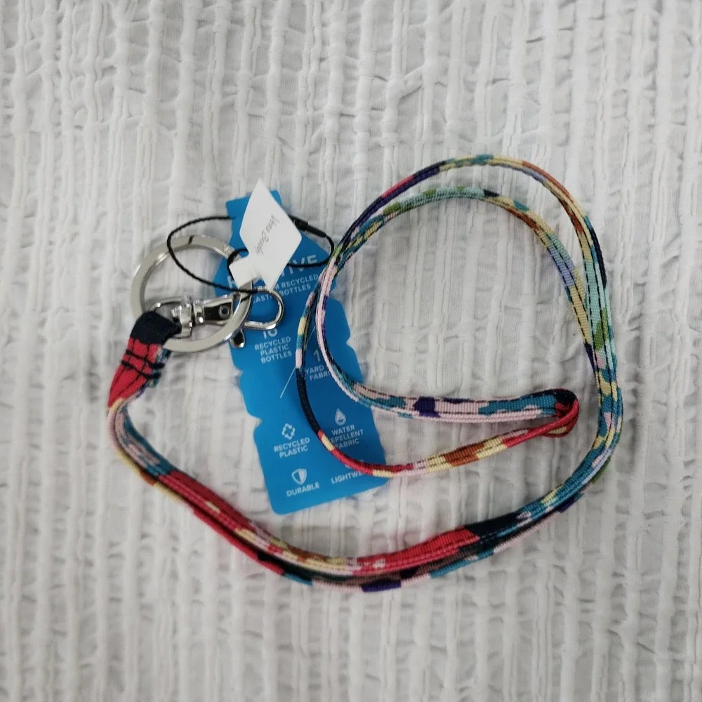 Vera Bradley ReActive Lanyard Happy Blooms Cross-Stitch Keychain 26692-V47 NEW